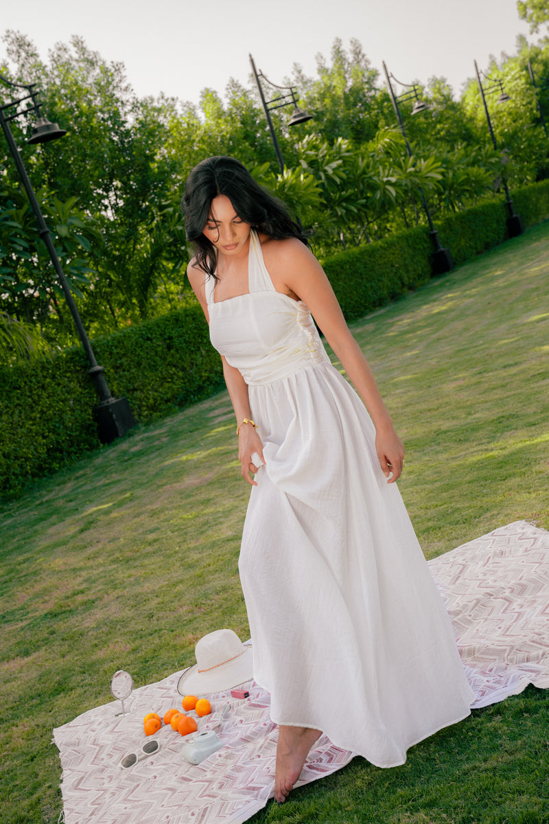 Pleated Halter Maxi