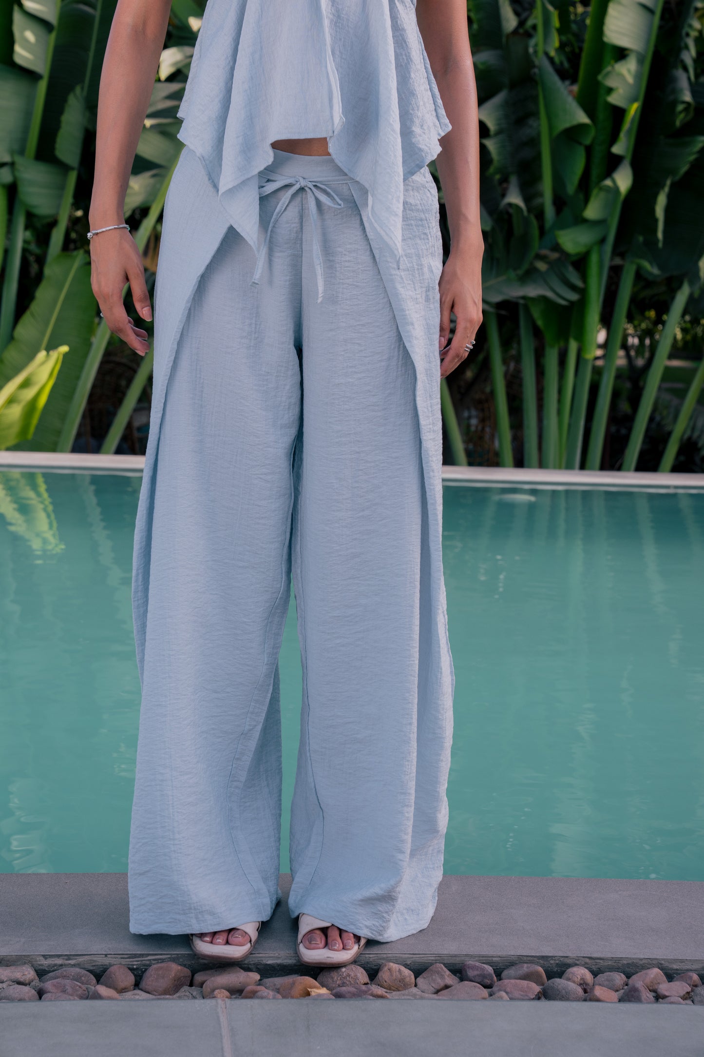 Wide-Leg Drawstring Trousers