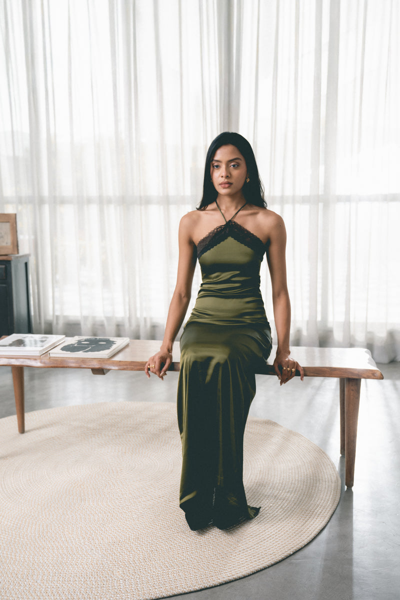 Satin Halterneck Maxi
