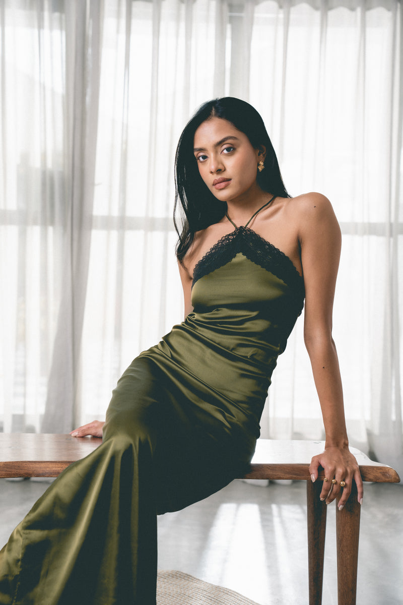 Satin Halterneck Maxi