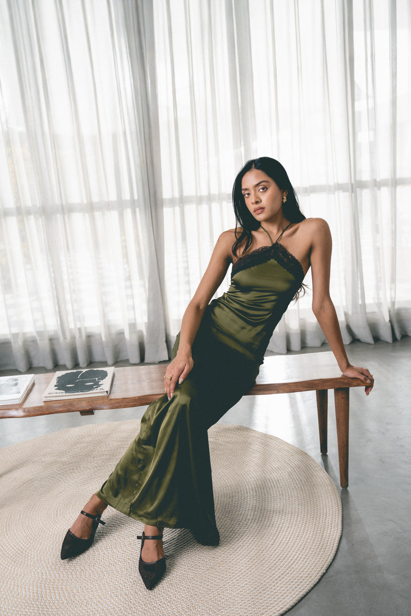Satin Halterneck Maxi