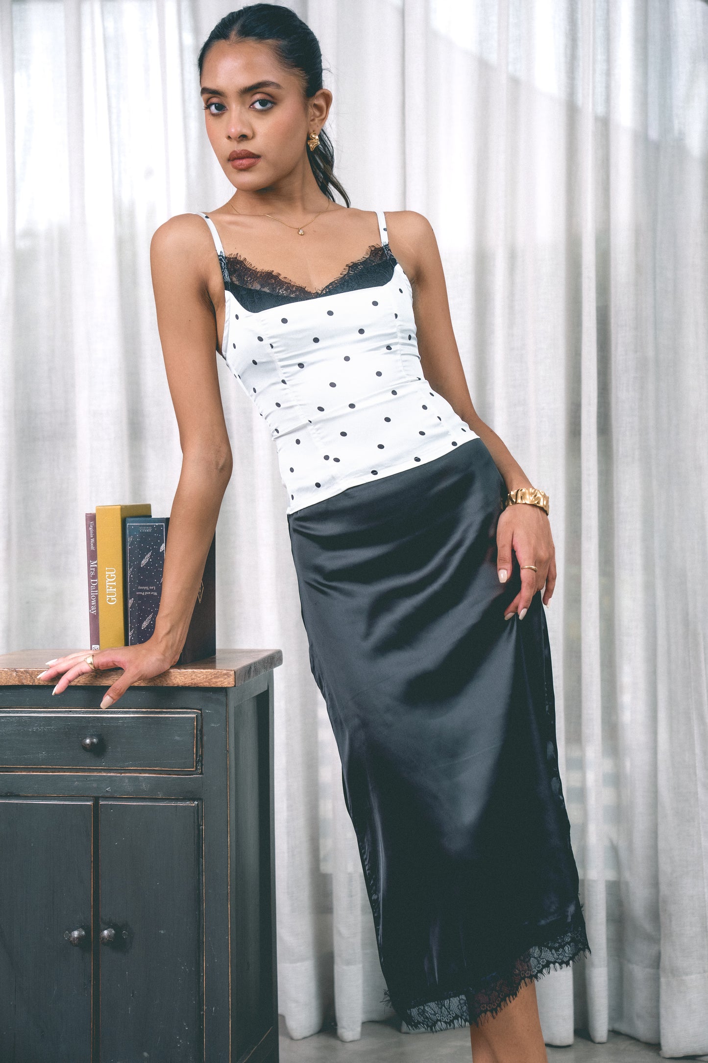 Polka Dot Satin Top