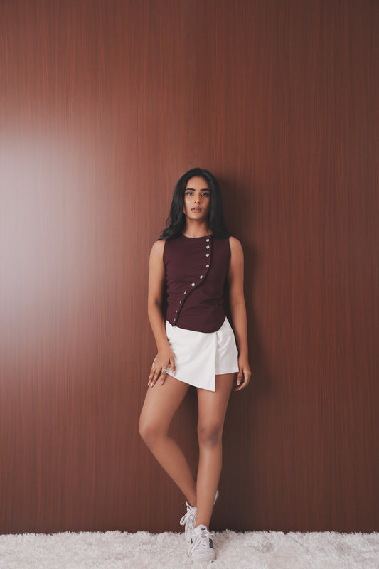 Asymmetric Button Top