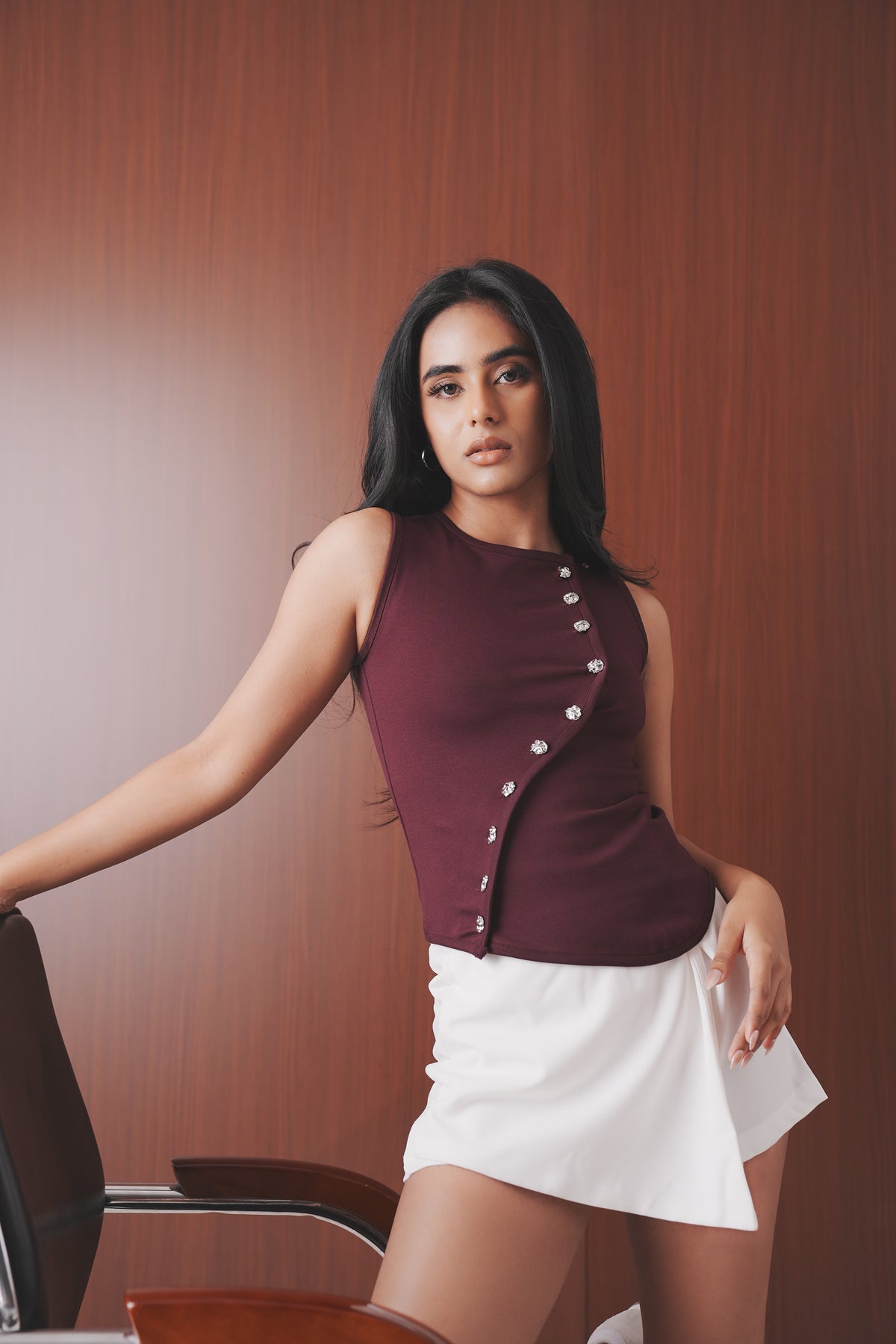 Asymmetric Button Top