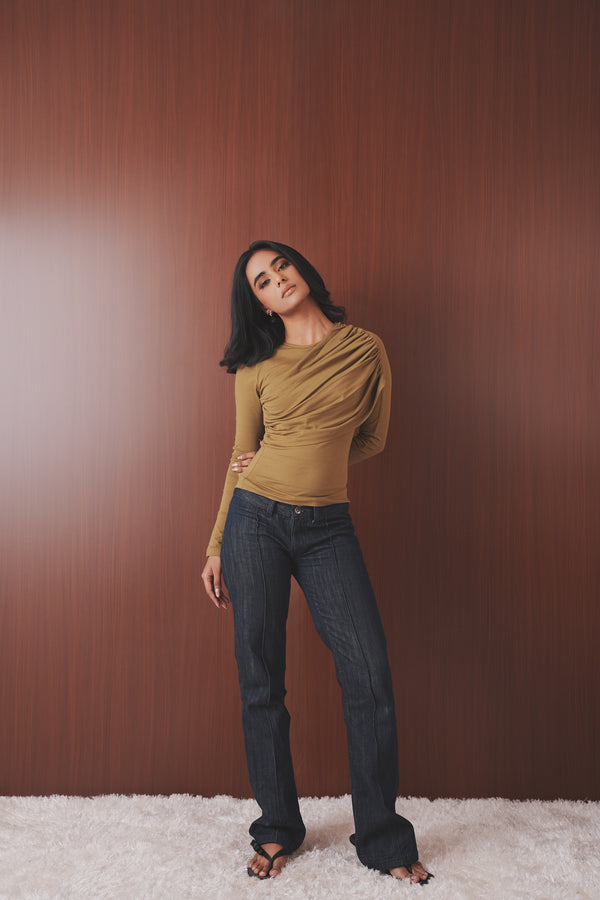Draped Long Sleeve Top