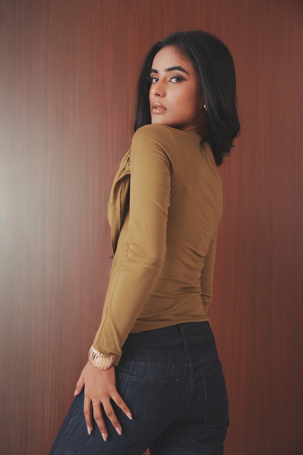 Draped Long Sleeve Top