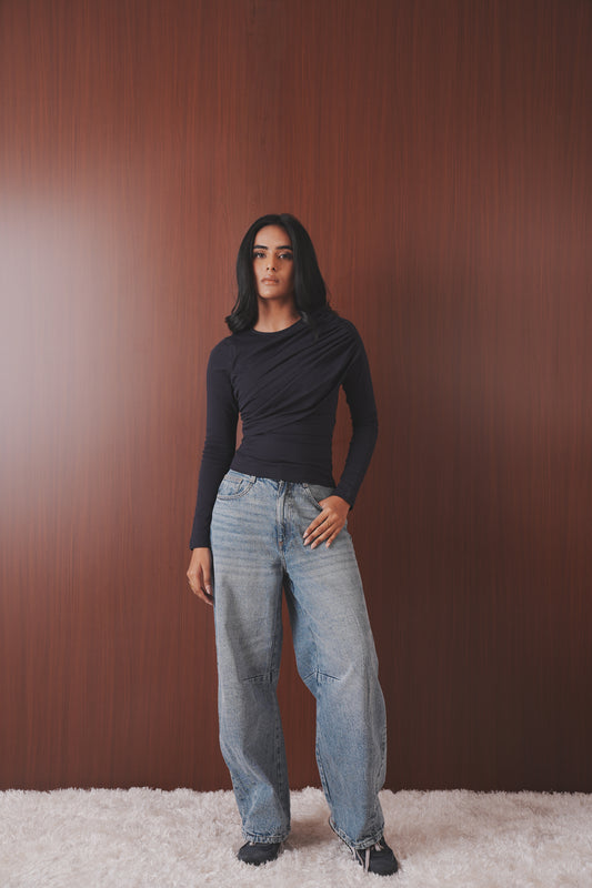 Draped Long Sleeve Top
