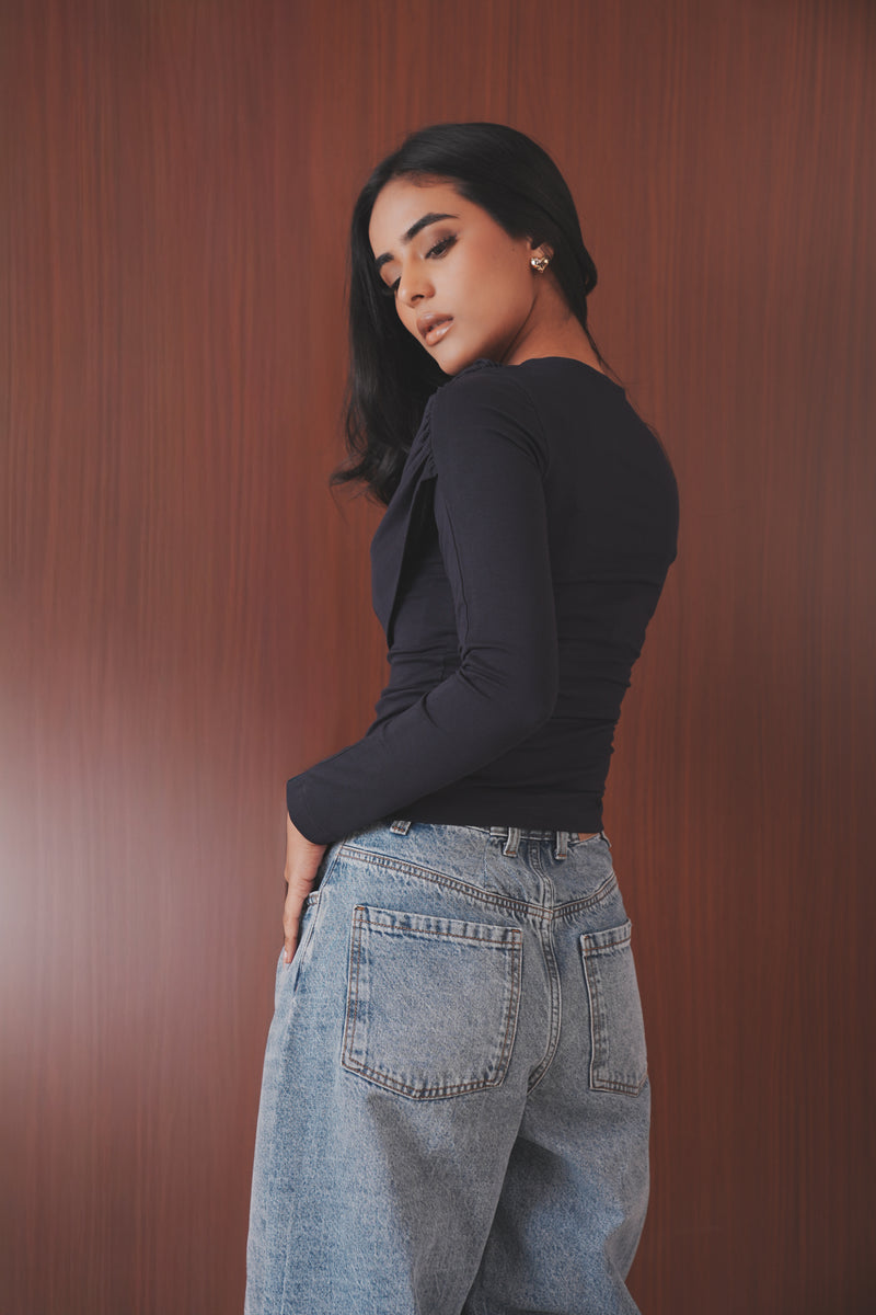 Draped Long Sleeve Top