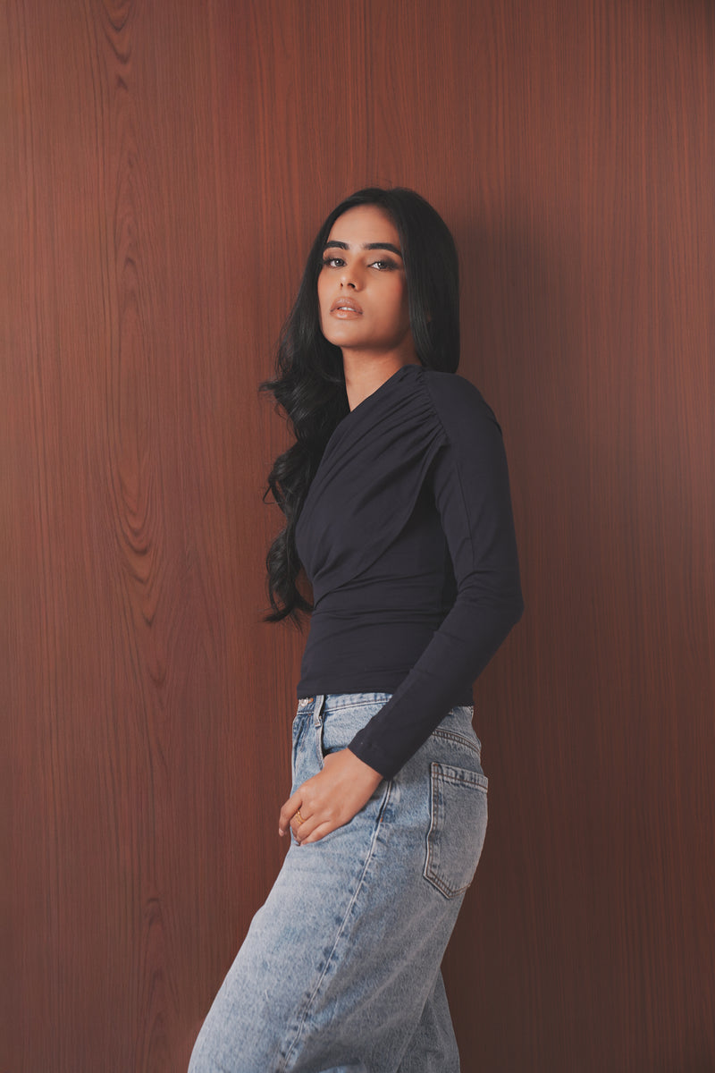 Draped Long Sleeve Top