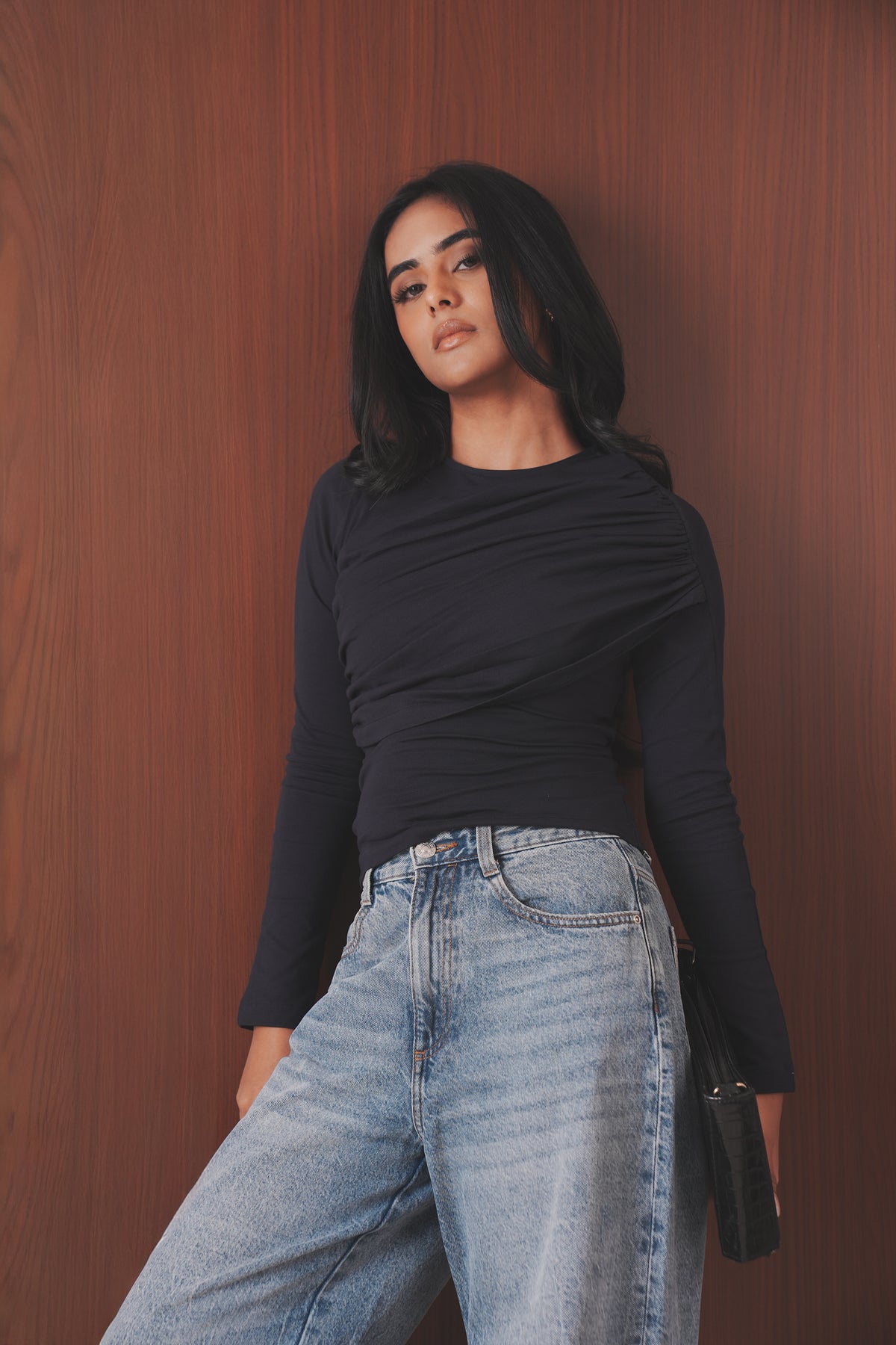 Draped Long Sleeve Top