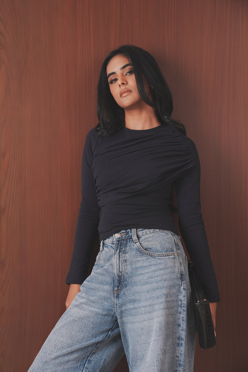 Draped Long Sleeve Top