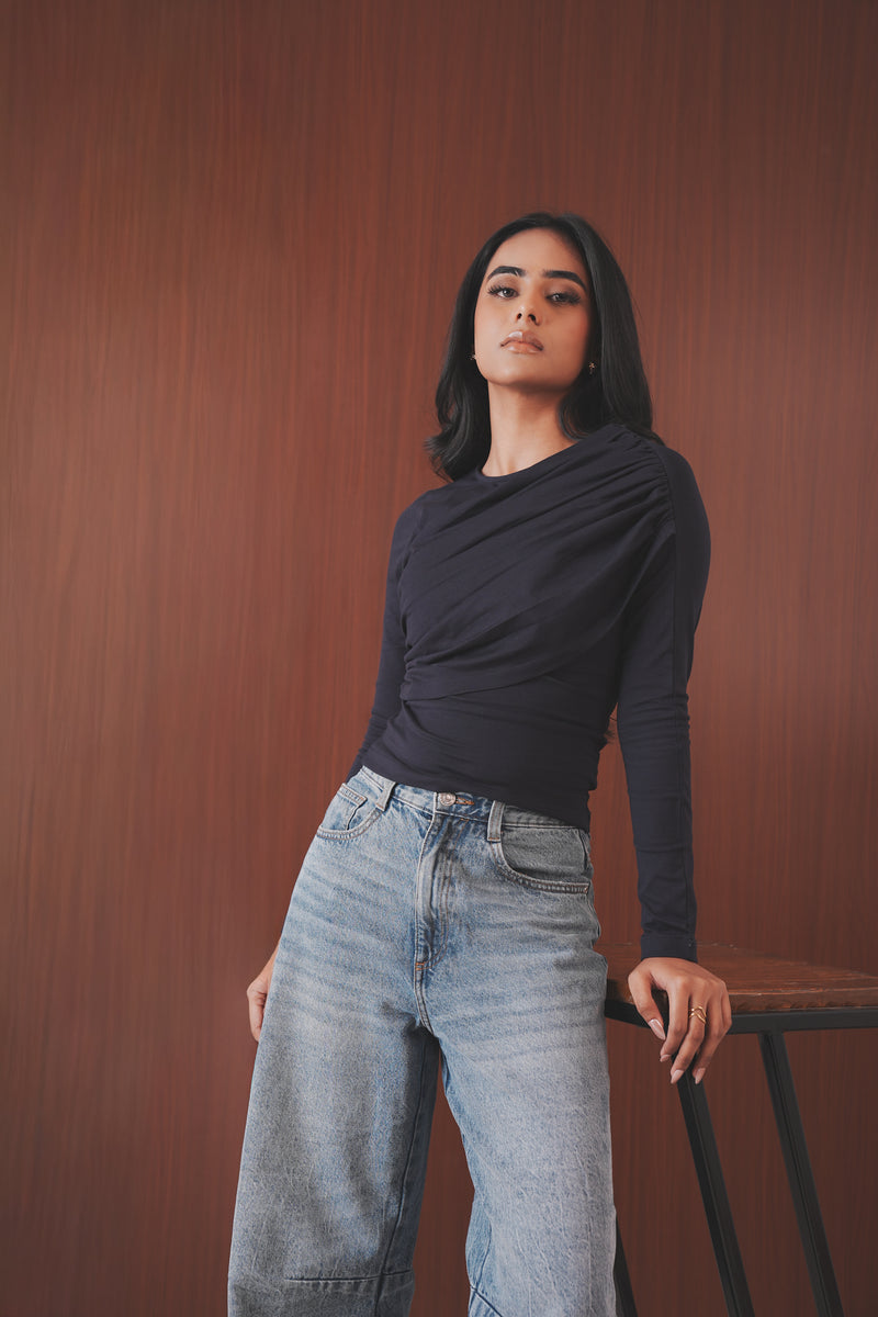 Draped Long Sleeve Top
