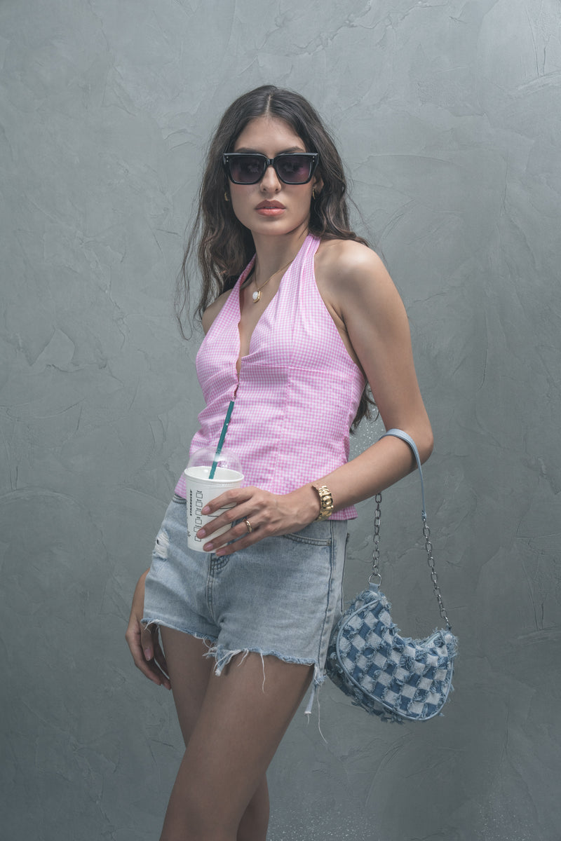 Halter Gingham Top