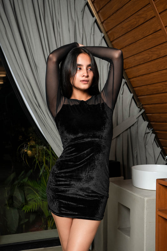 Black Sheath Net Dress