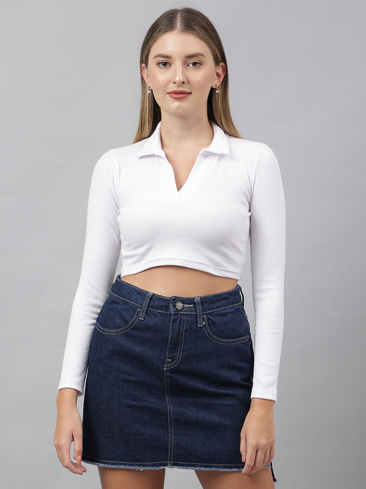 White Collared Top