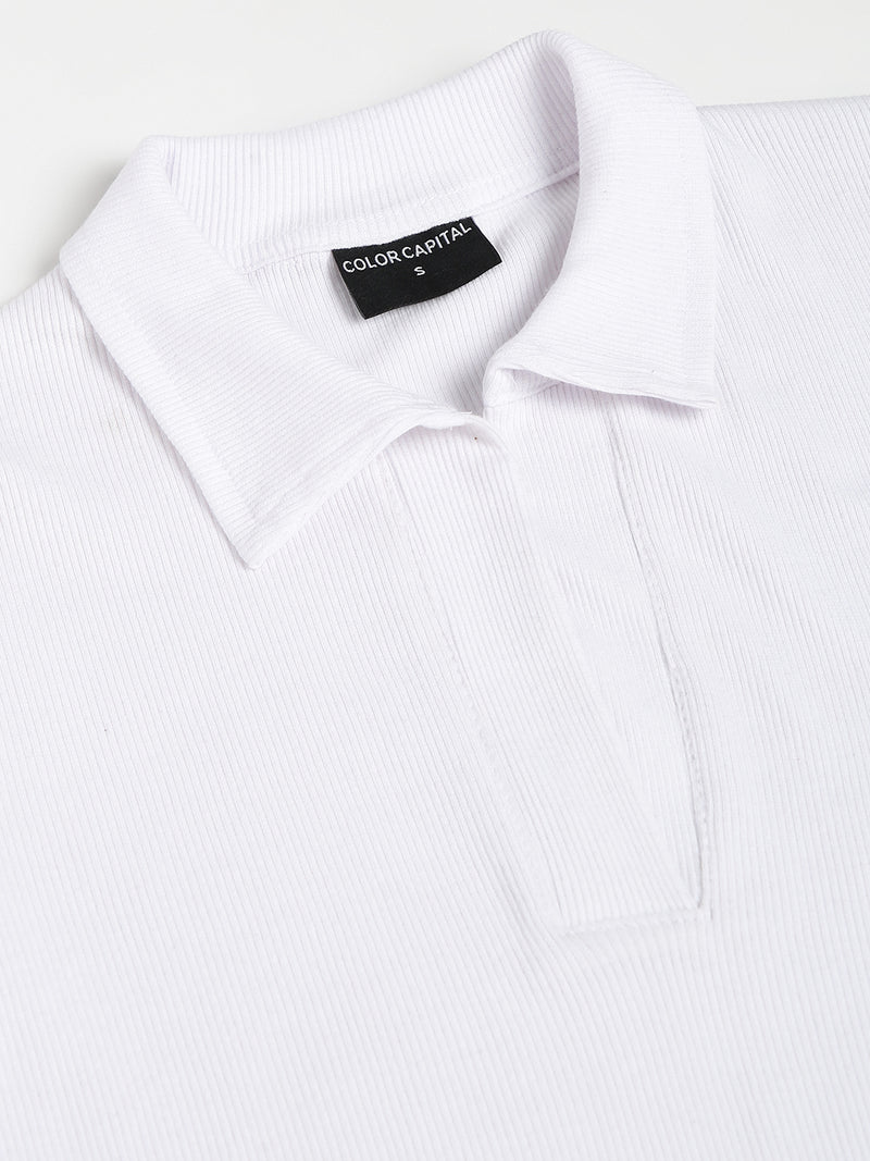 White Collared Top