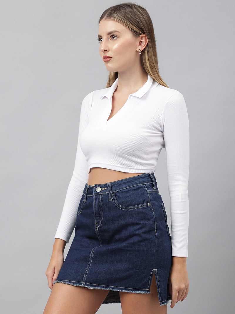 White Collared Top