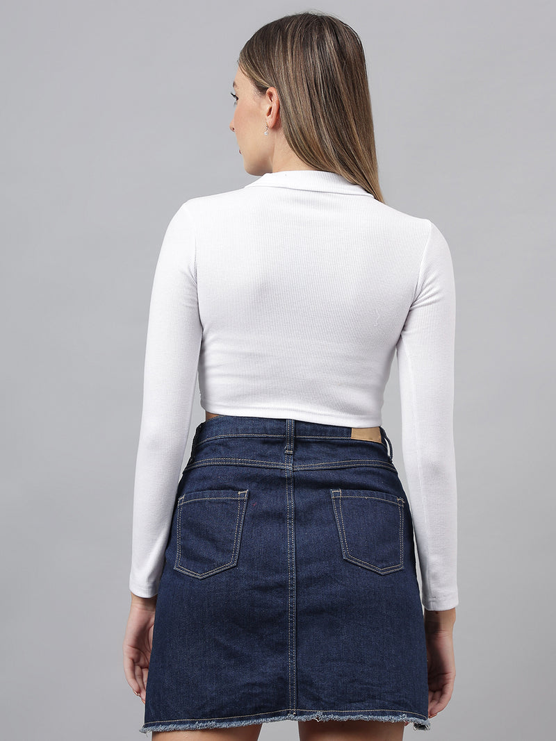 White Collared Top