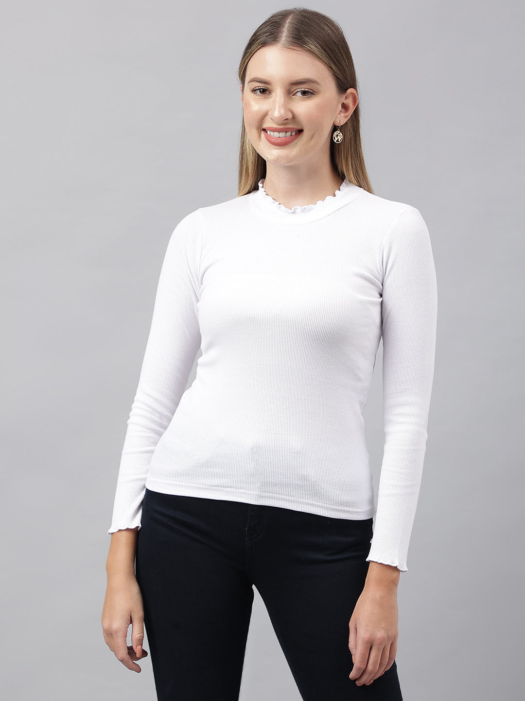 White High Neck Top