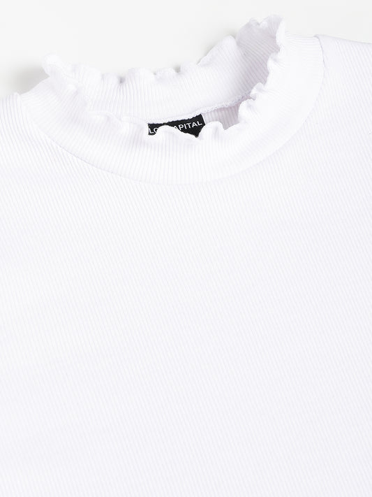 White High Neck Top