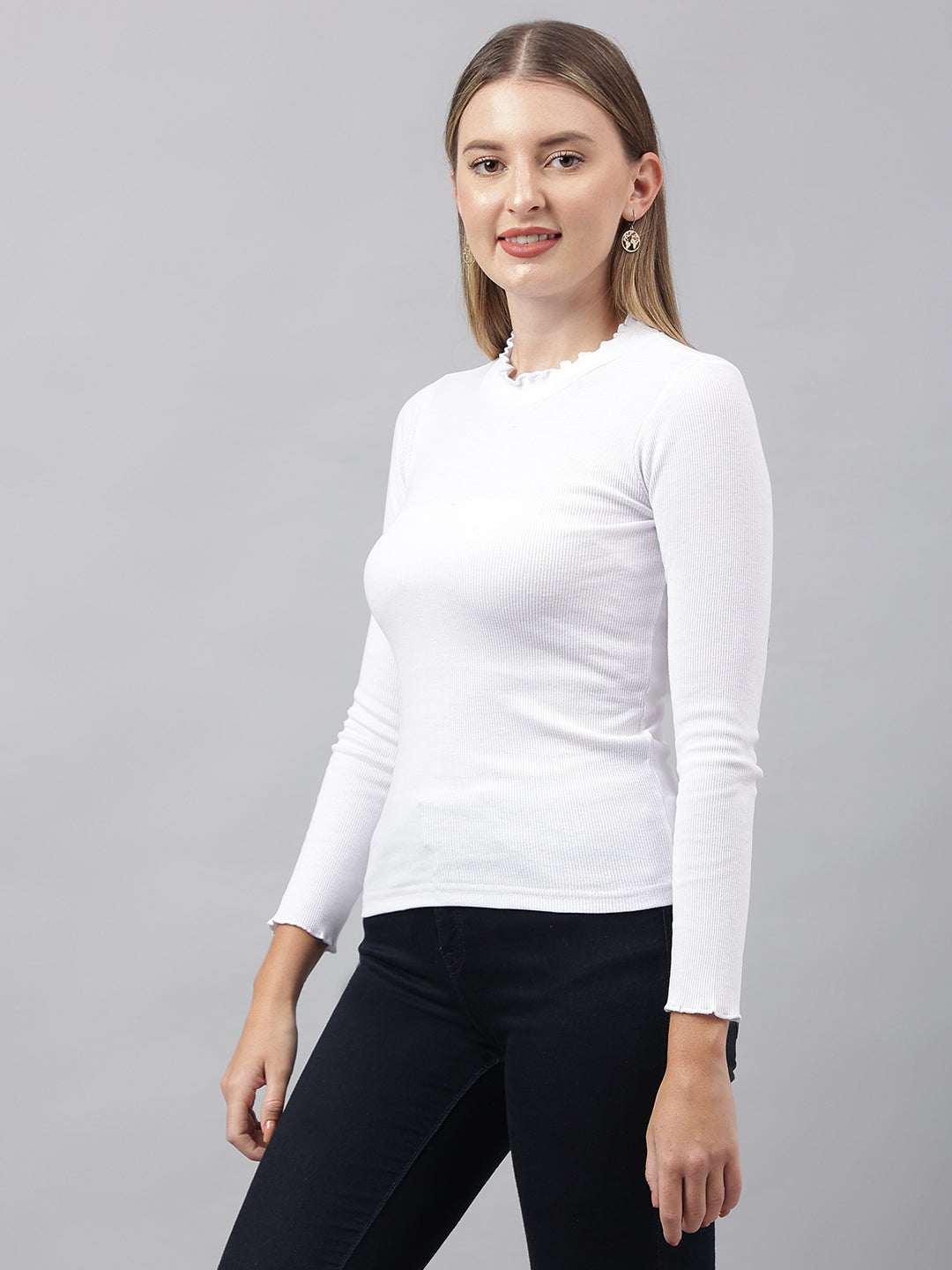 White High Neck Top