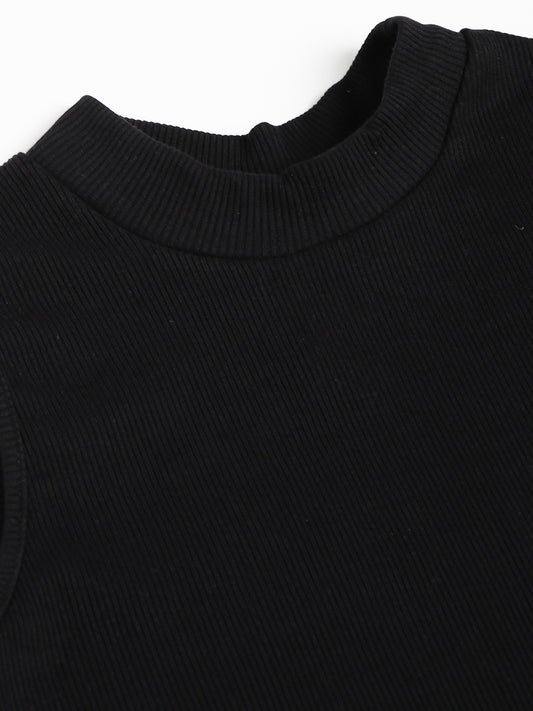 Black High Neck Vest