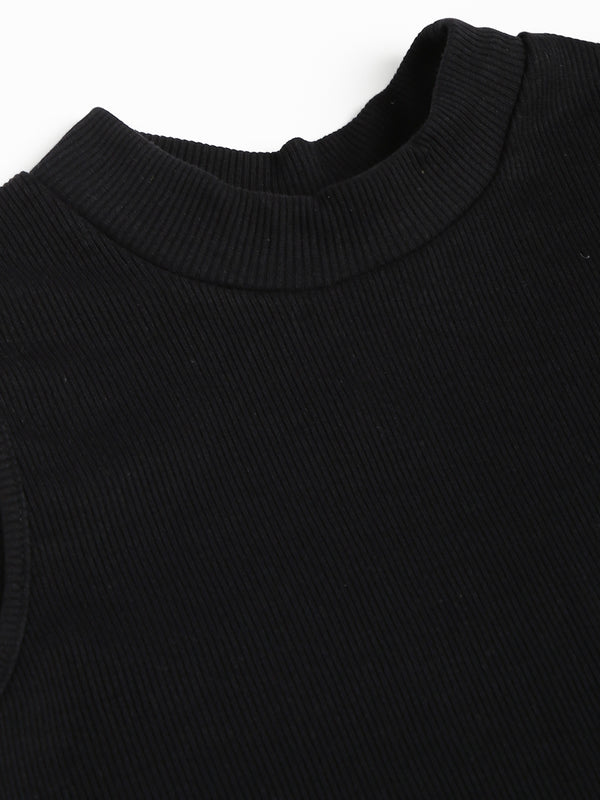 Black High Neck Vest