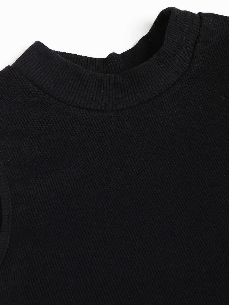 Black High Neck Vest