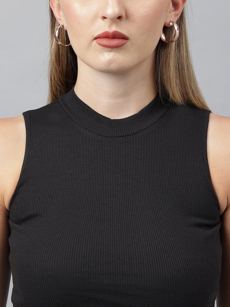 Black High Neck Vest
