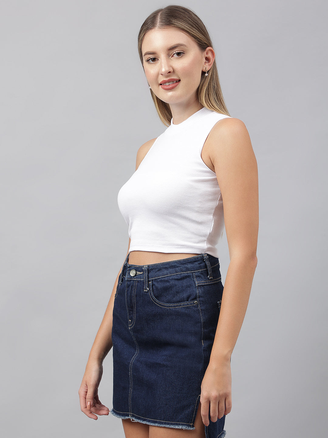 White High Neck Vest