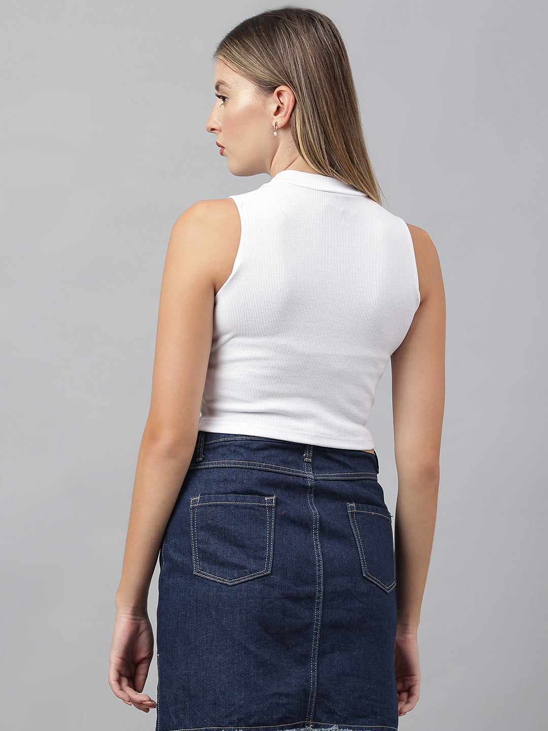White High Neck Vest