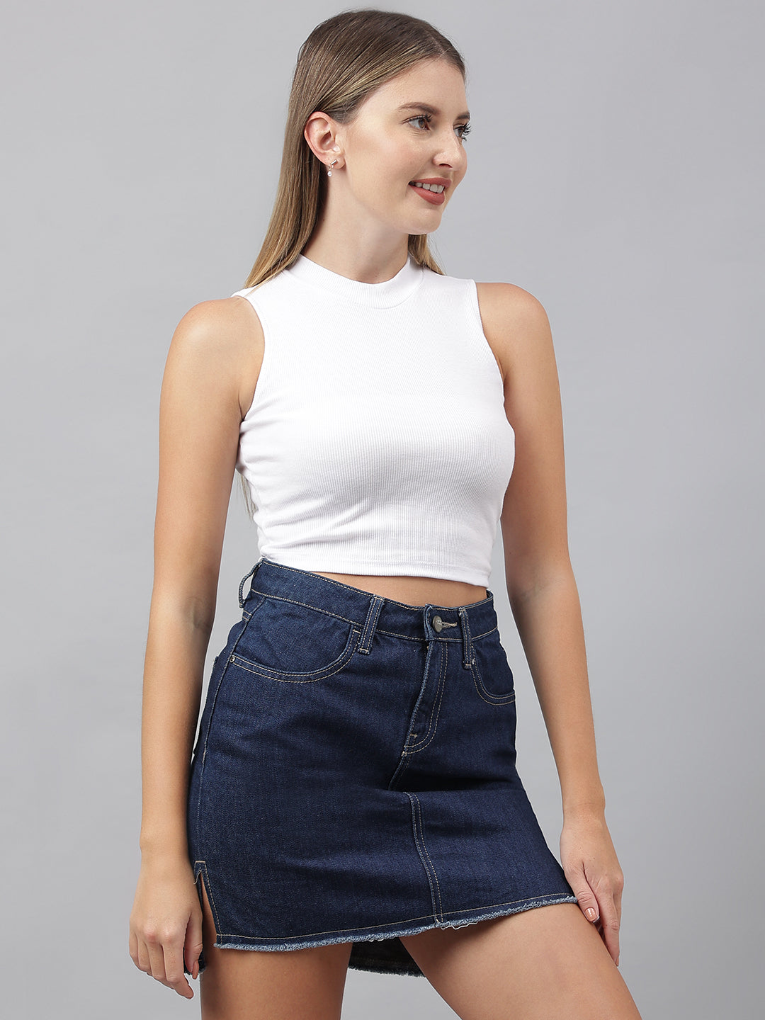 White High Neck Vest