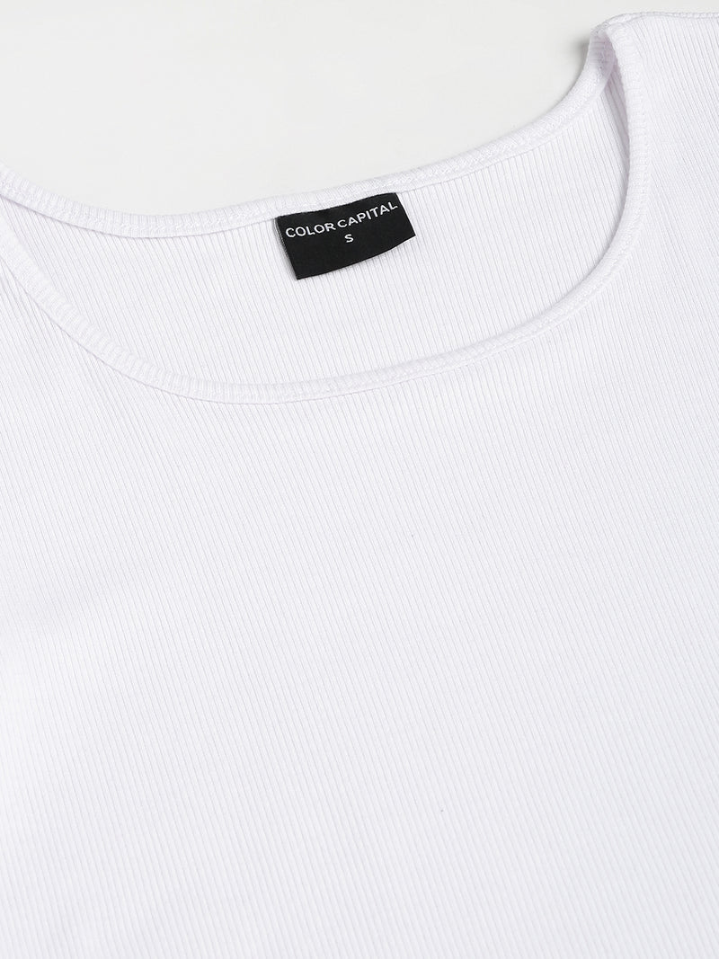White Wide Square Neck Top