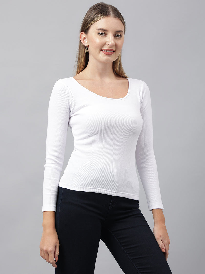 White Wide Square Neck Top