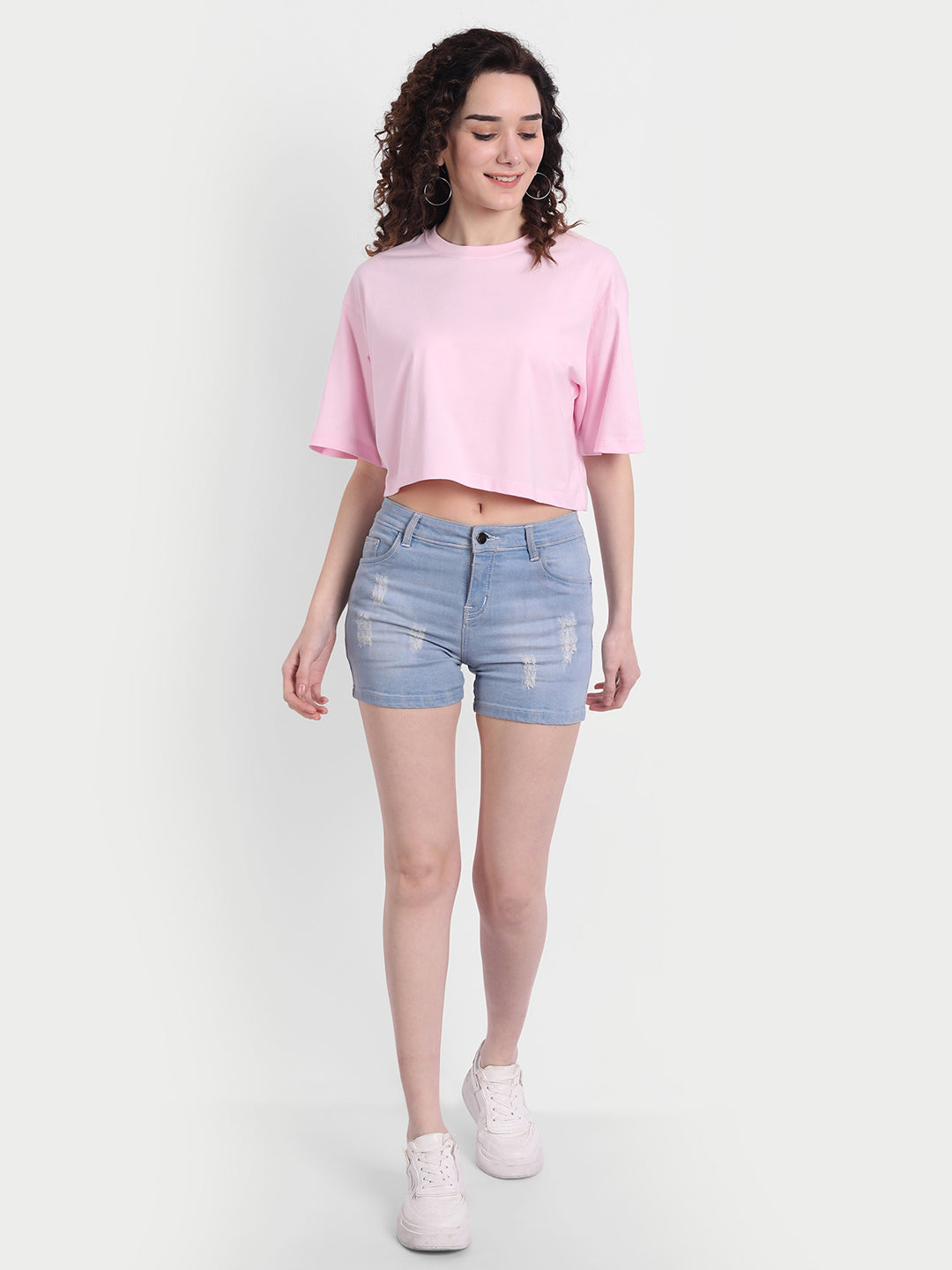 Pink Oversized Cropped T-shirt