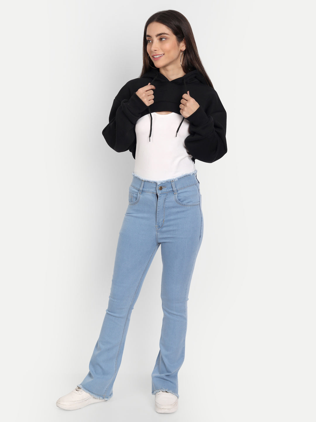 Black Oversized Cropped Hoodie