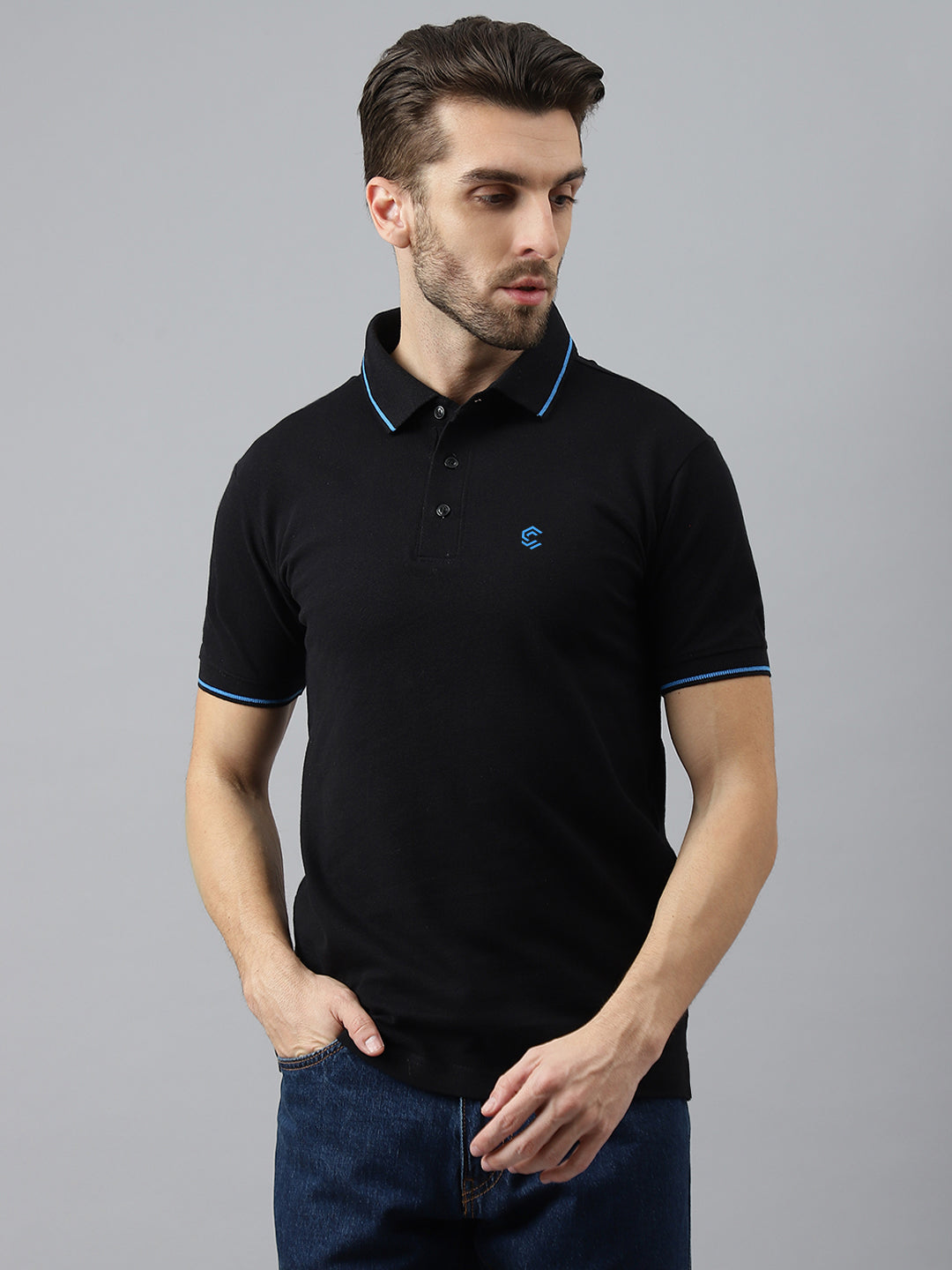 Black Classic Blue Tipping Polo