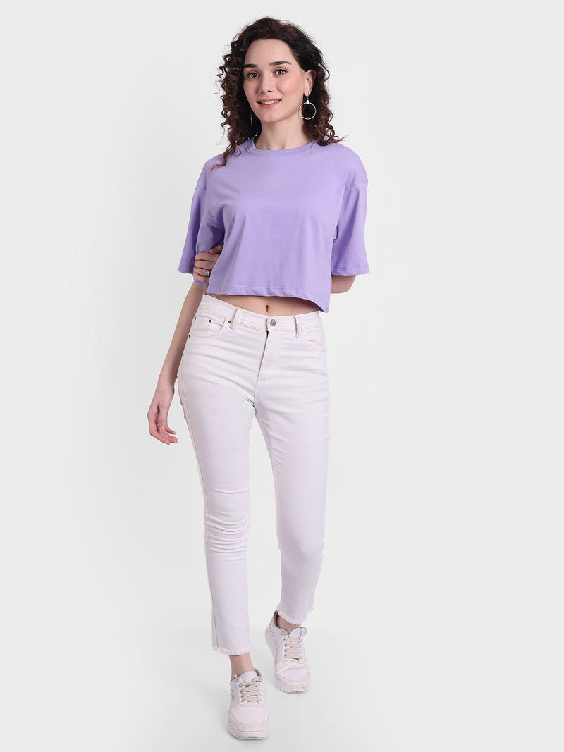 Lavender Oversized Cropped T-shirt