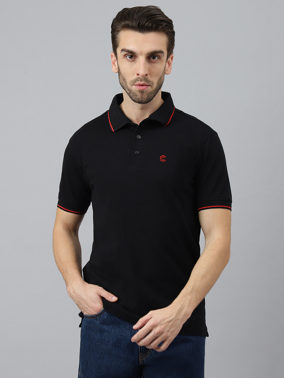 Black Classic Red Tipping Polo