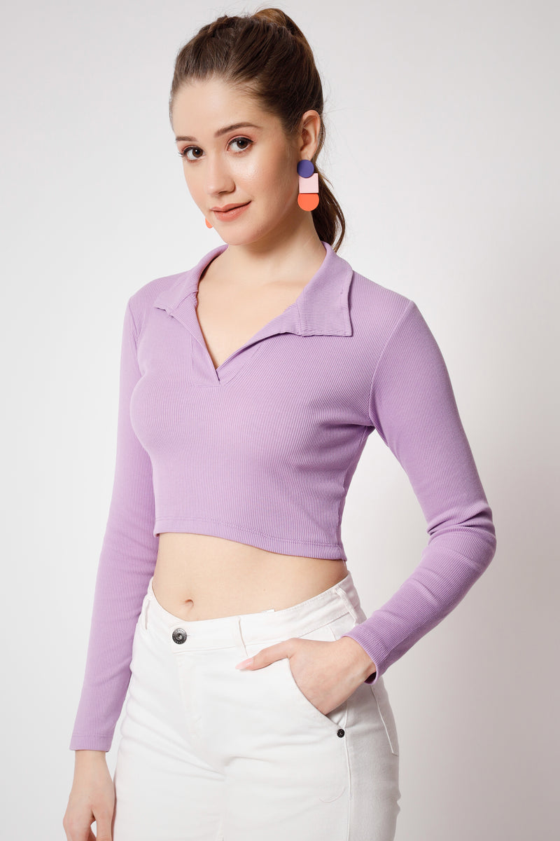 Lavender Collared Top