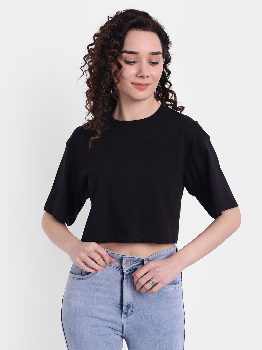 Black Oversized Cropped T-shirt