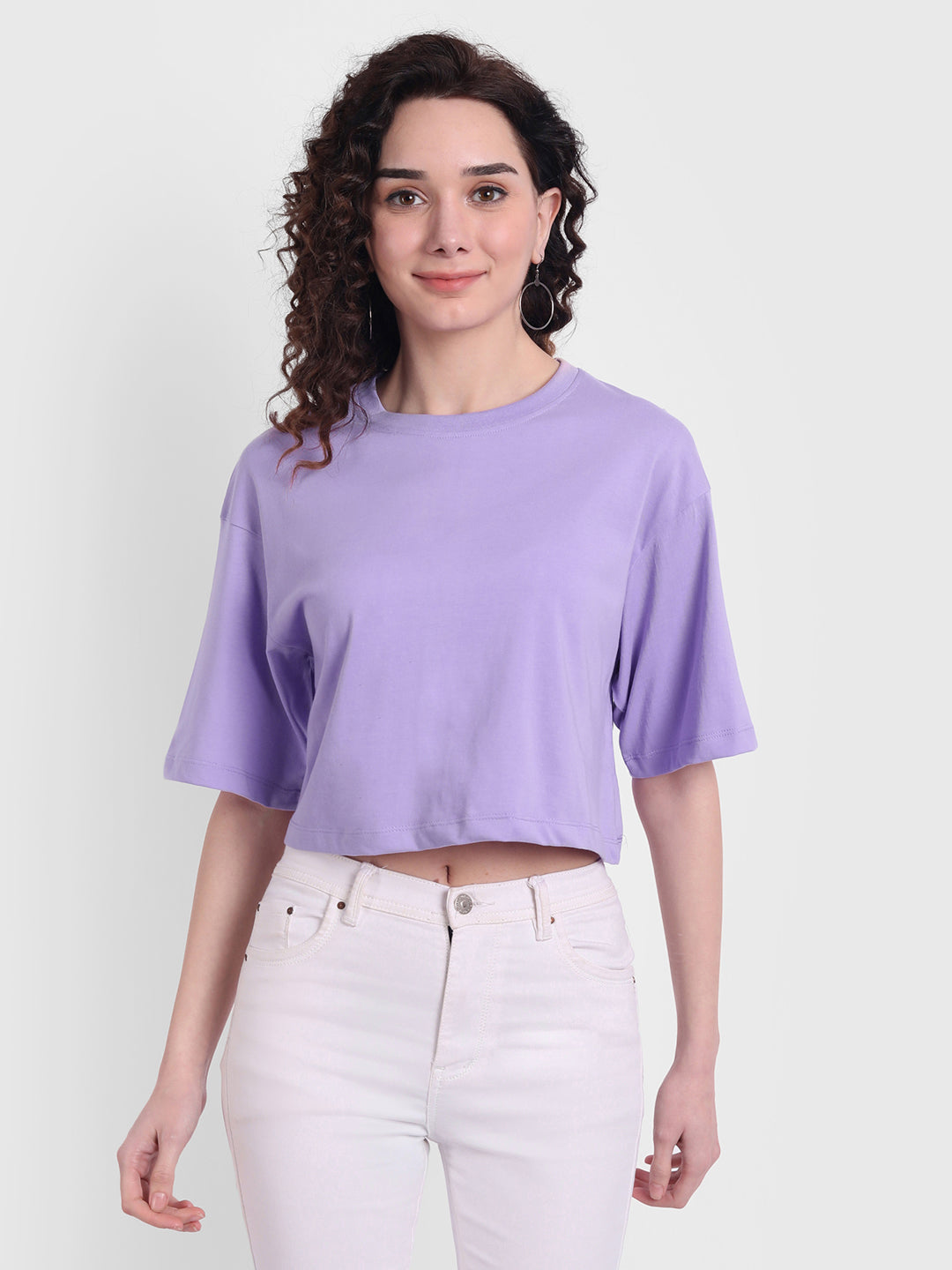 Lavender Oversized Cropped T-shirt