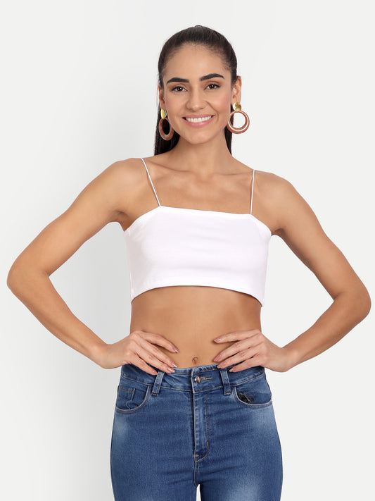 White Ribbed Cami Top