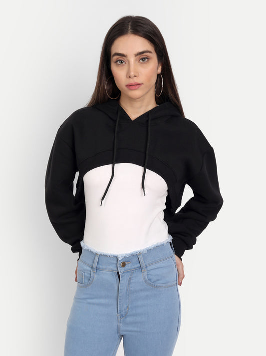 Black Oversized Cropped Hoodie