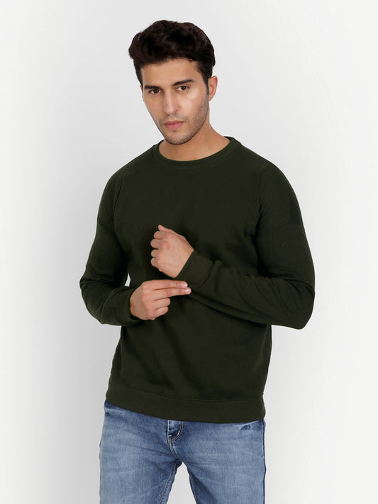 Olive Drop Shoulder Sweatshirt