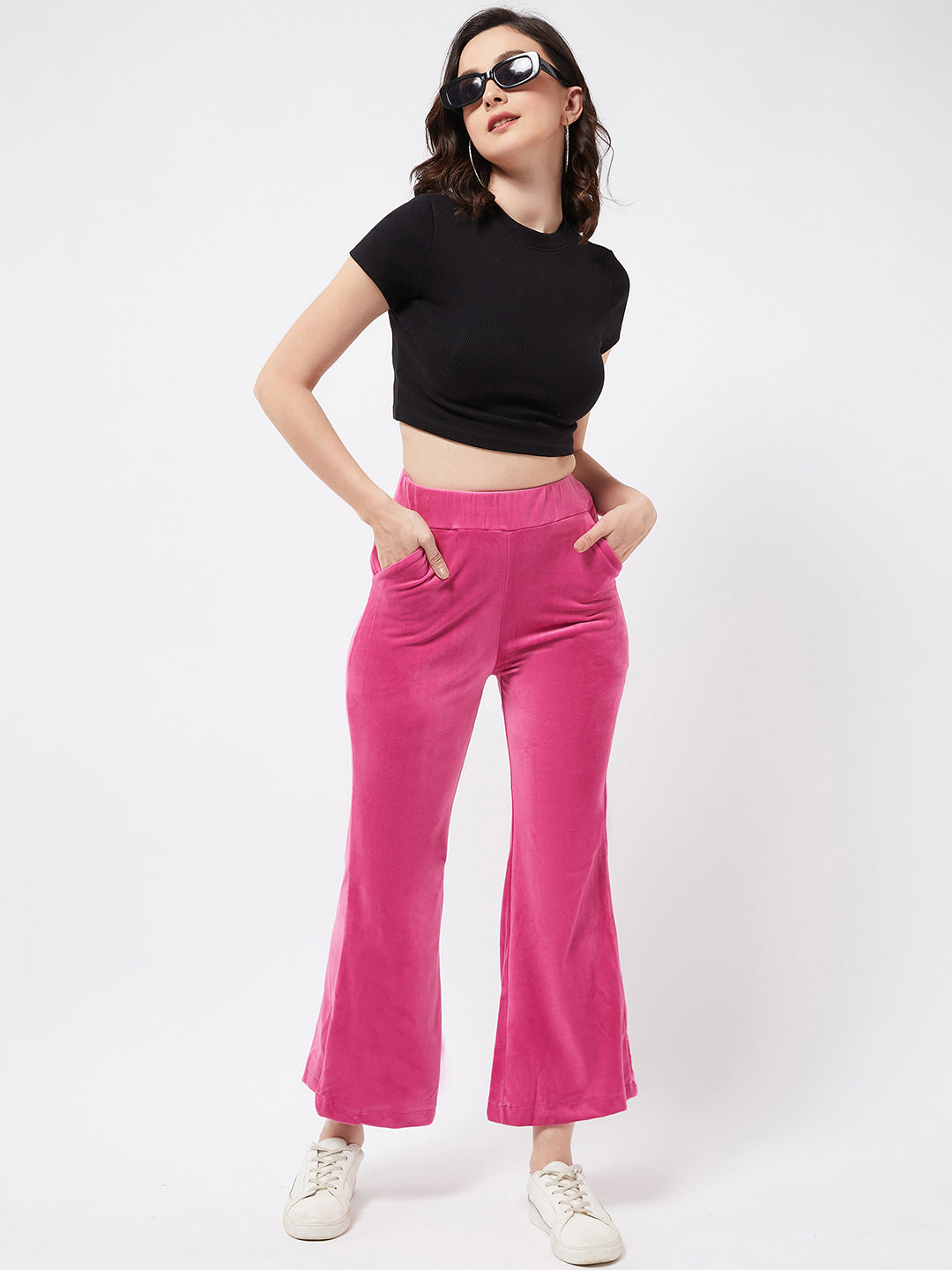 Fuschia Velvet Flare Lounge Pants