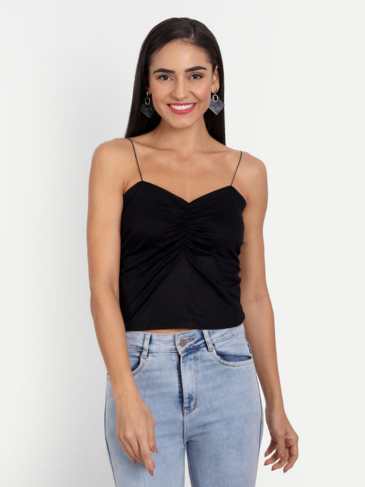 Black Ruched Vest Top