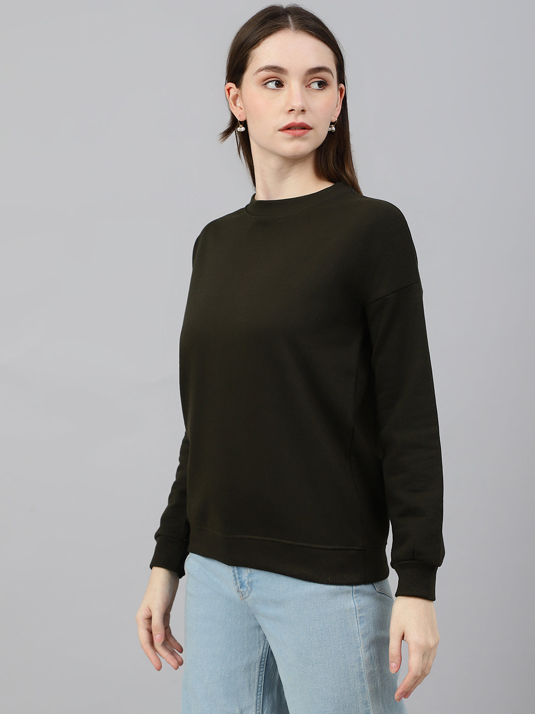Olive Drop Shoulder Sweatshirt