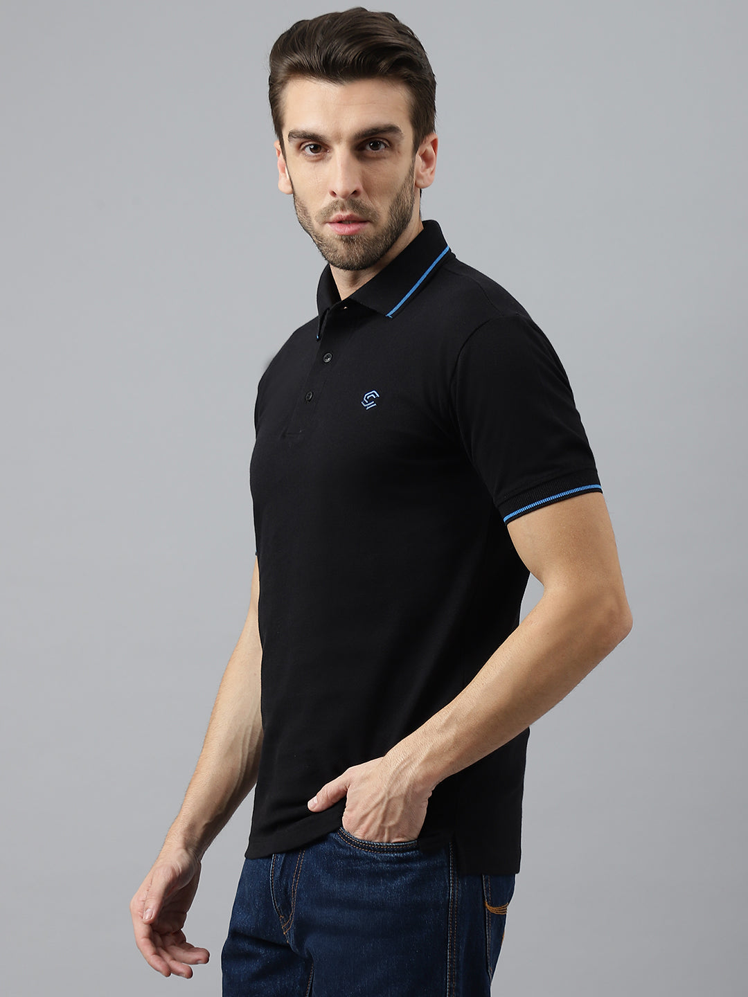 Black Classic Blue Tipping Polo