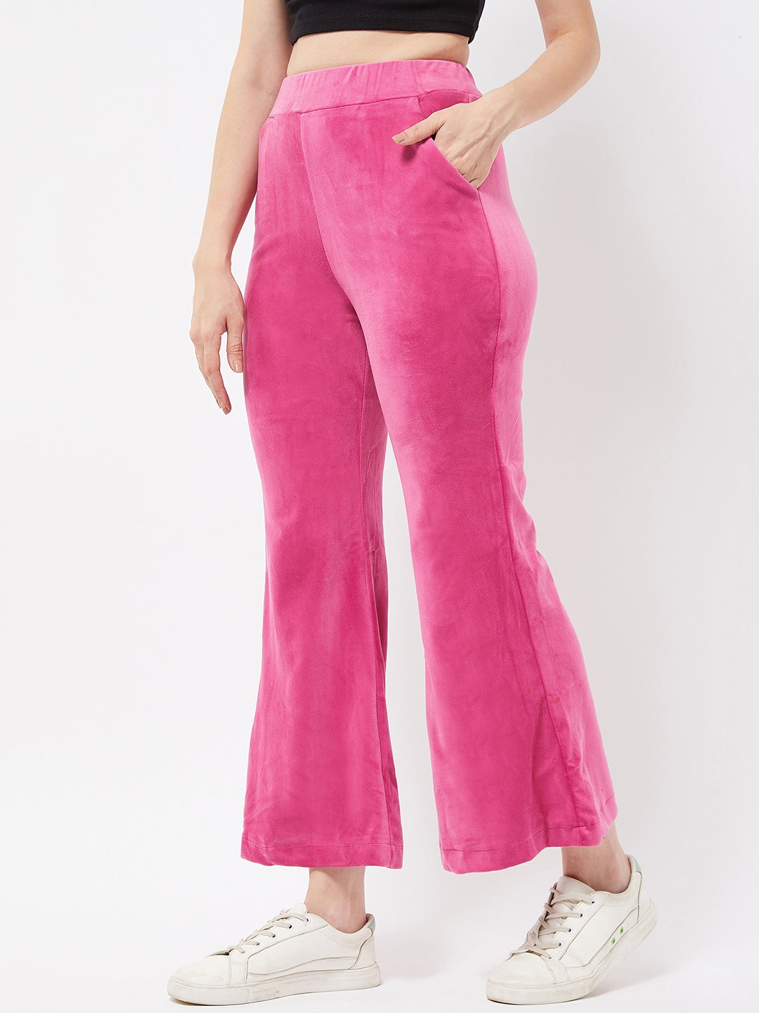 Fuschia Velvet Flare Lounge Pants